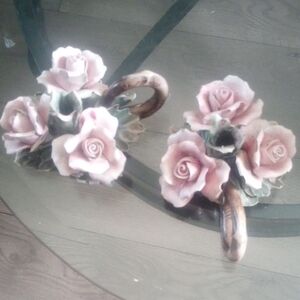 Floral Ceramic Candle Holders By Charles Serouya And Sons